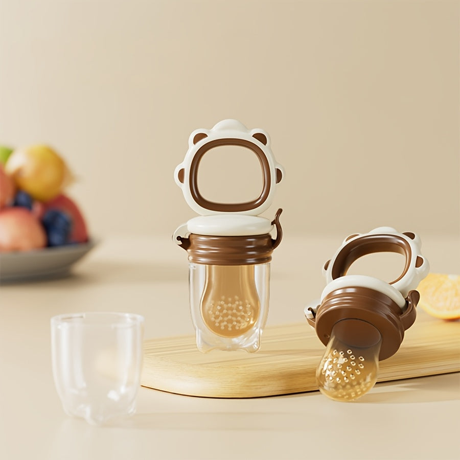 Baby Fruit and Vegetable Feeder with Silicone Mesh for Teething and Juice Feeding Cartoon Lion Design