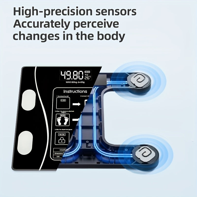Цифровые напольные весы для тела белые и черные с ЖК-дисплеем, беспроводные, Bluetooth, для домашнего использования