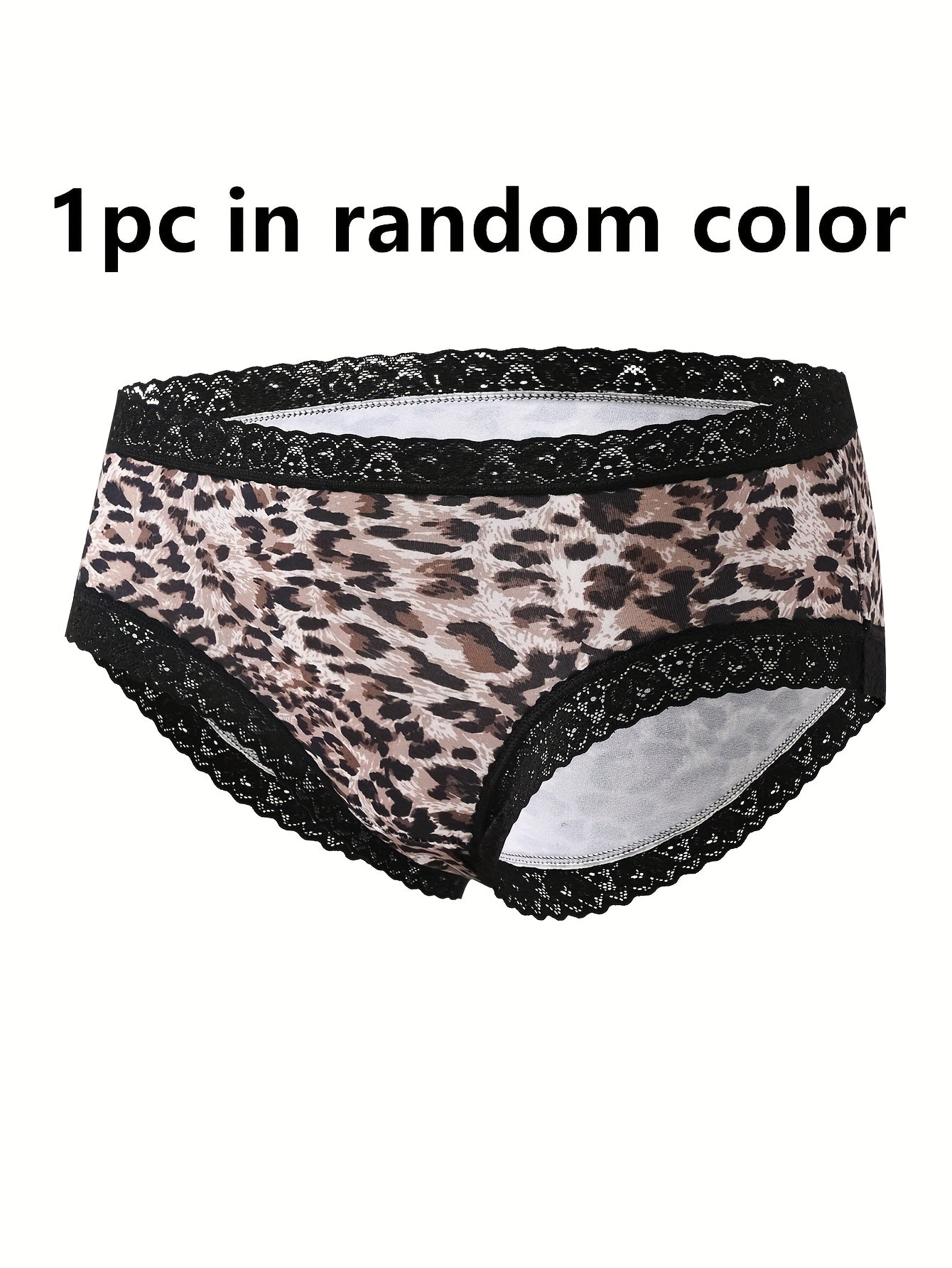 Women's Leopard Print Low-Rise Lace Panties Polyester Spandex Brief