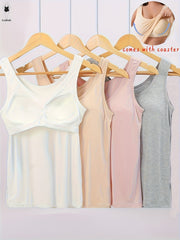 Women’s Plus Size Sleeveless Athletic Tank Tops with Built-In Bra Rayon Blend