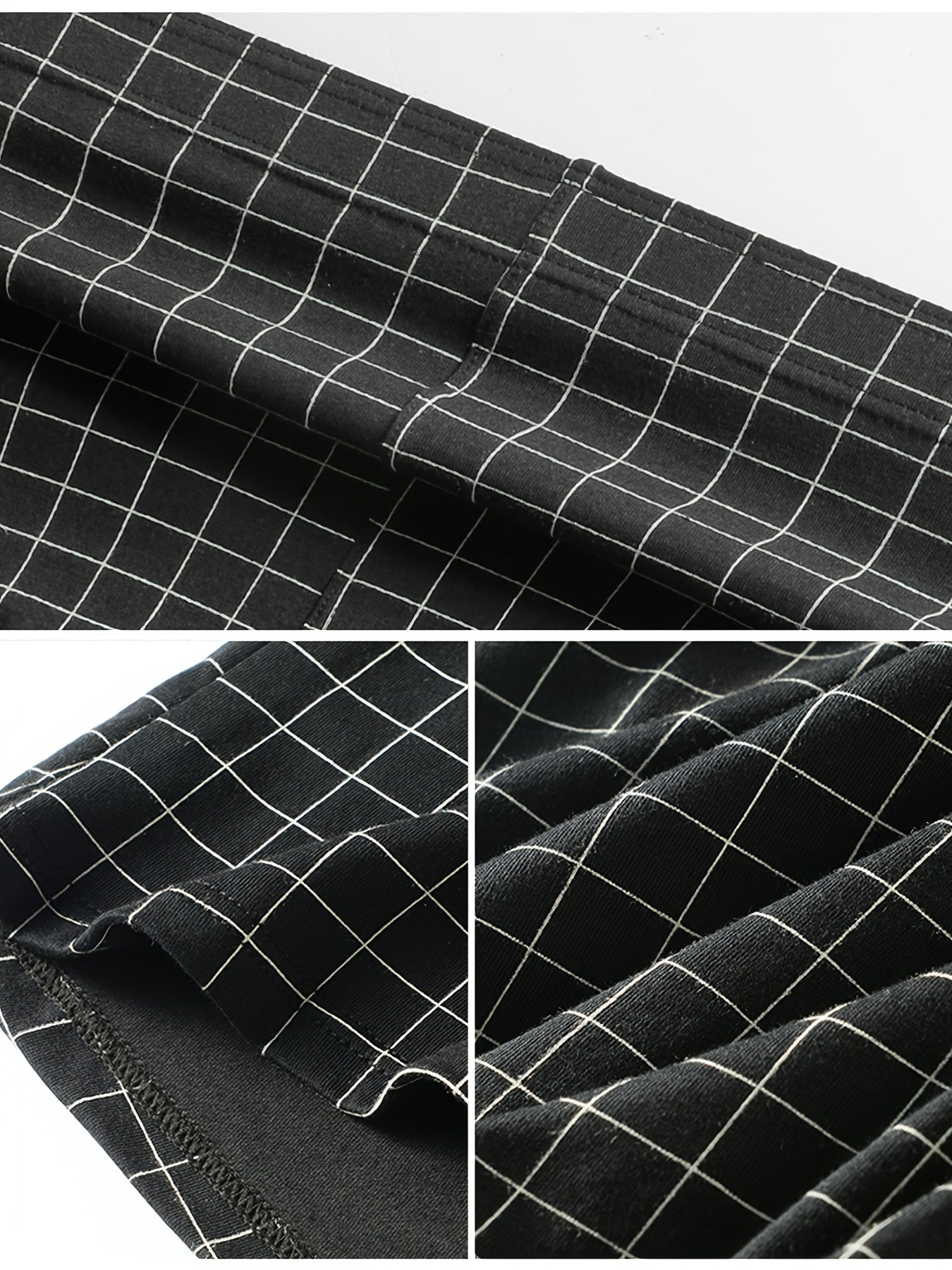 Men's Cotton Plaid Boxer Briefs Set of 5 Breathable Comfort Fit Elastic Waist