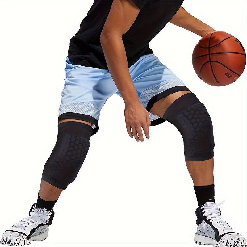 Polyester Honeycomb Foam Knee Pads with Elastic Compression Sleeves and Non-Slip Rubber Bands for Sports Support