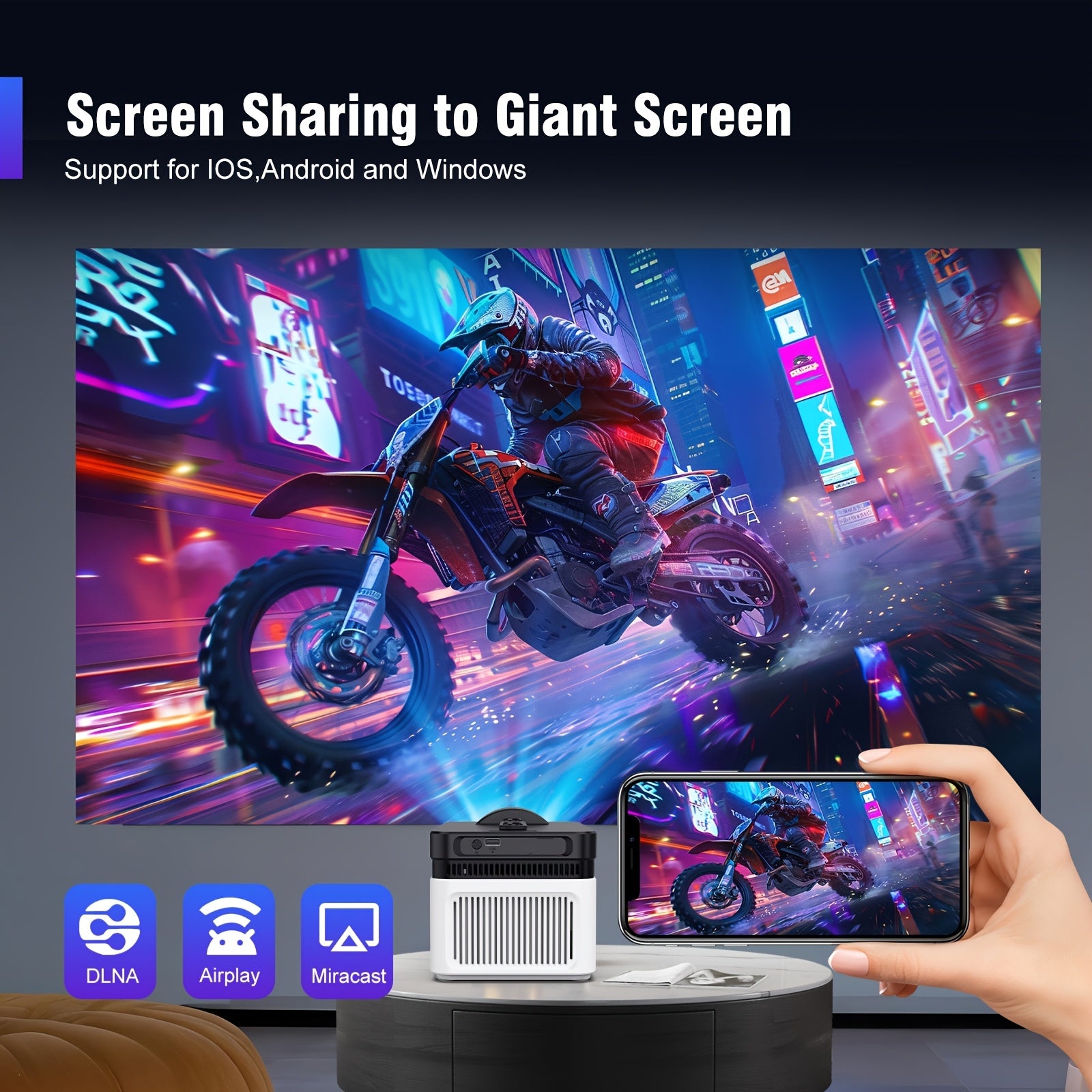 Ultra Short Throw Android 11 Projector 1080P 8K WiFi6 Auto Focus Home Theater