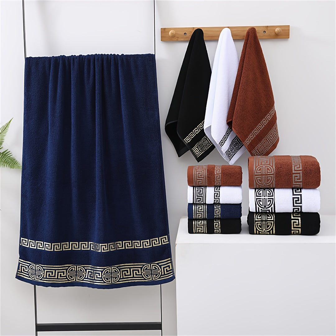 Cotton Towel Set Includes Bath and Hand Towels Dark Colors Absorbent Soft