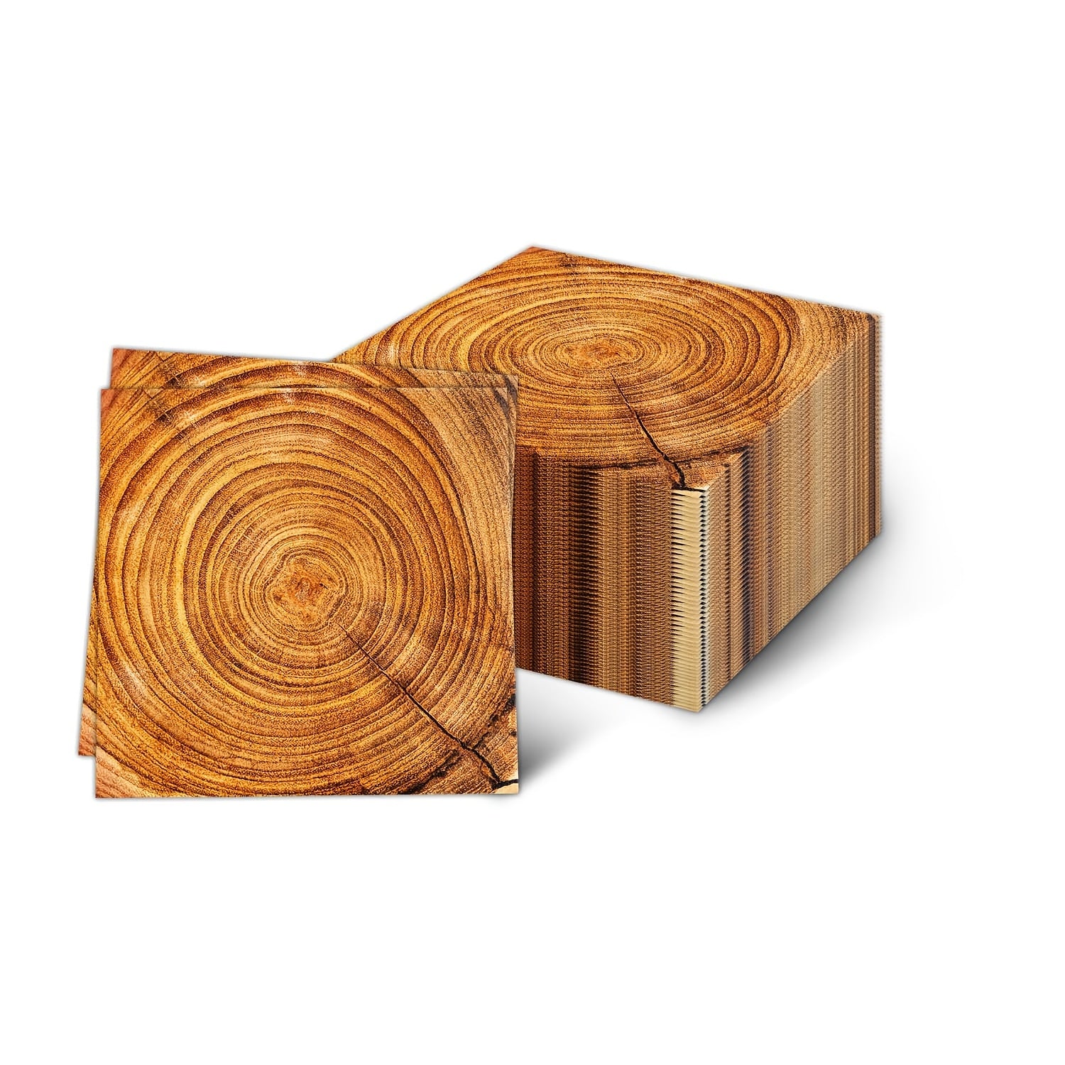 Set of 20 Wood Grain Disposable Paper Napkins for Themed Party