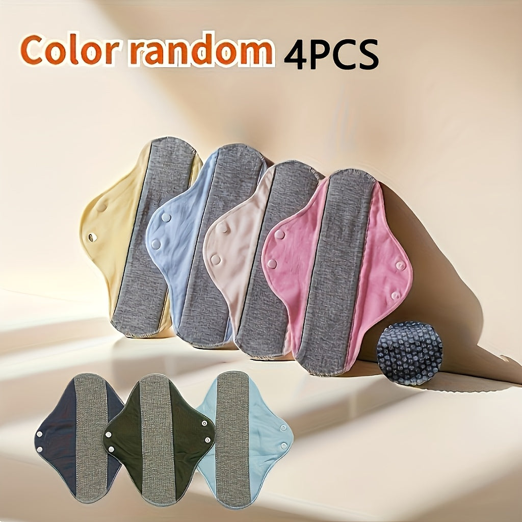 4-Pack Reusable Cotton Menstrual Pads Leak-Proof Incontinence Protection Unscented Knit Fabric