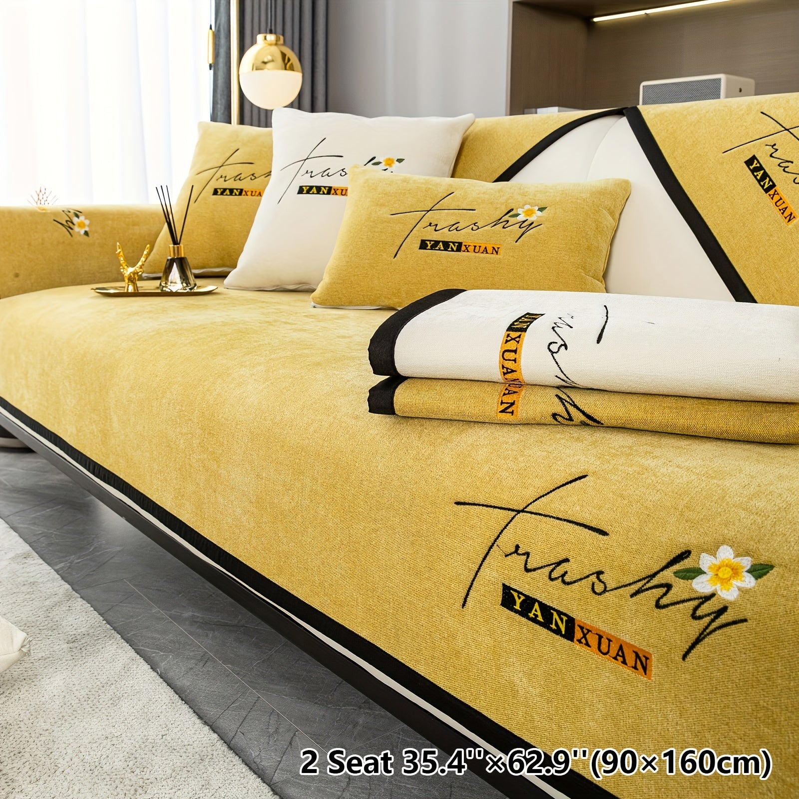 Chenille Sofa Slipcover All Seasons Protects Furniture and Enhances Home Decor