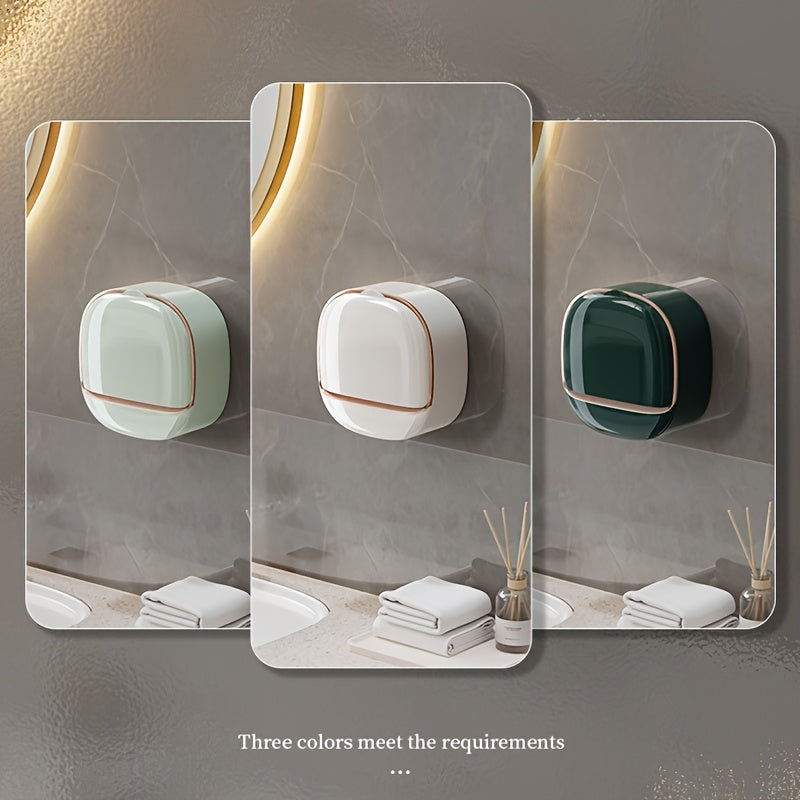 Wall-Mounted Bathroom Soap Holder with Drain Tray Double Layer Plastic Storage Rack