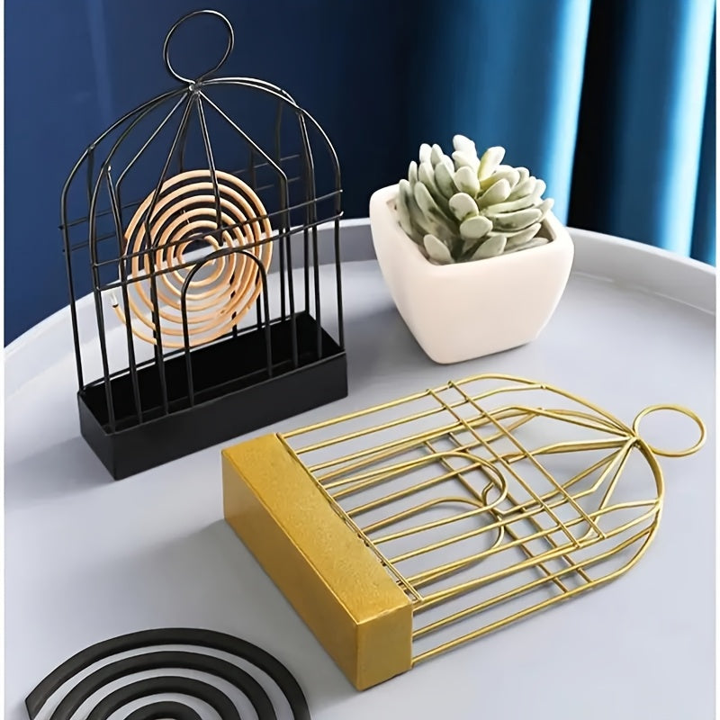 Vintage Metal Birdcage Mosquito Coil Holder Incense Burner for Garden Patio