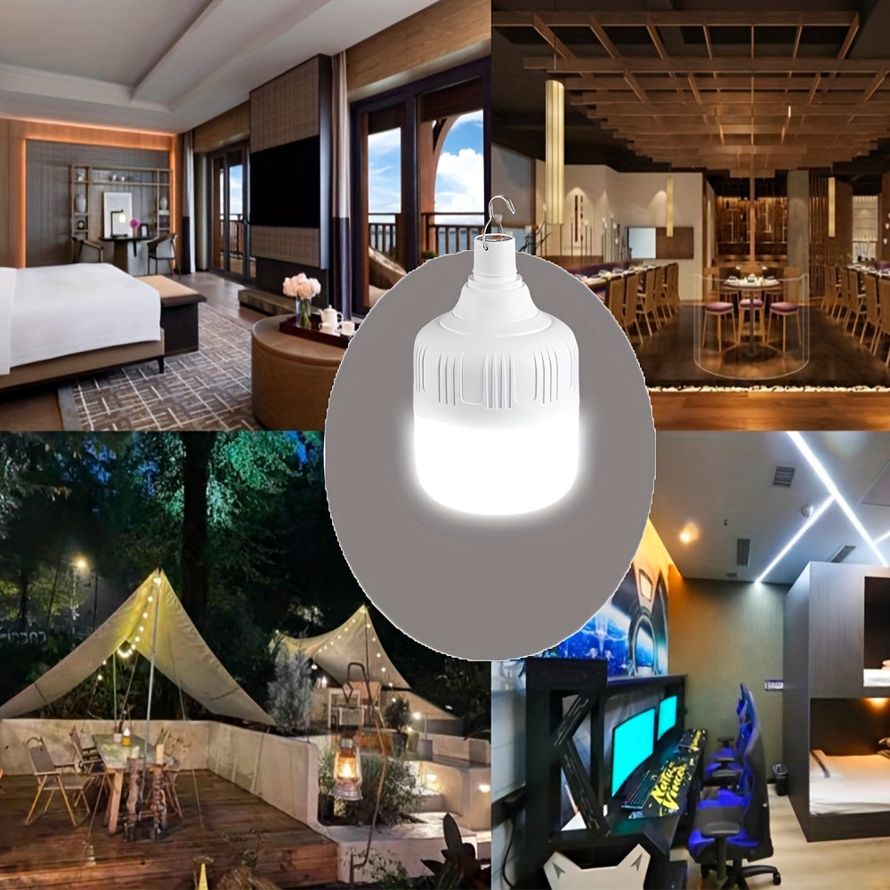 Linterna de camping LED recargable con función de atenuación, luz portátil para exteriores, beige