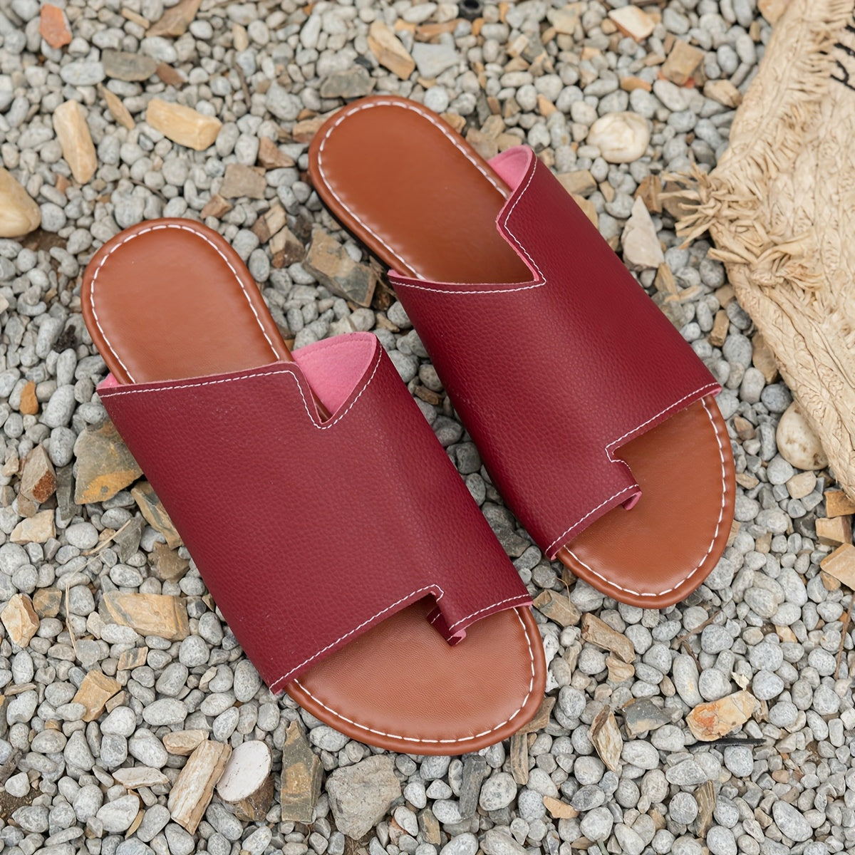 Women’s Summer Slip-On Toe Sandals Breathable Synthetic Casual Beach Shoes