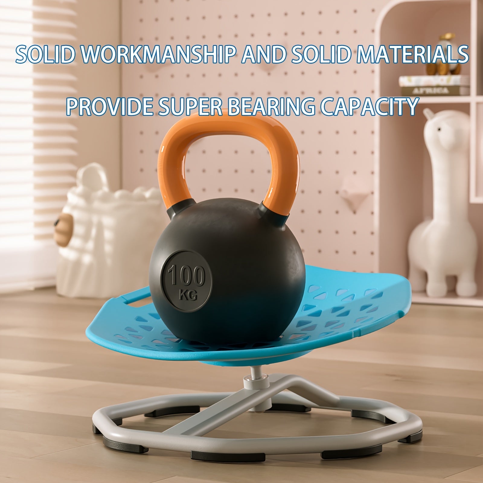 Children's Swivel Chair for Kids Boys Blue and Gray Body Coordination Non-Slip Metal Base