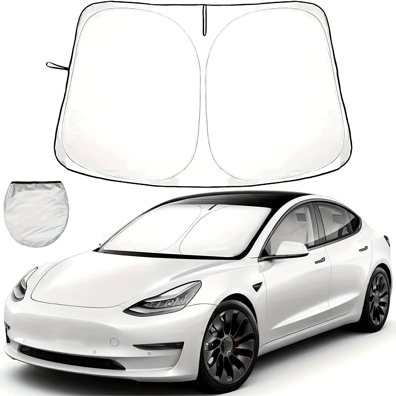 Tesla Model 3 va Y uchun avtomobil quyosh nuri himoyachisi UV himoyasi issiqlikni to'sib qo'yish uchun qalin polyester