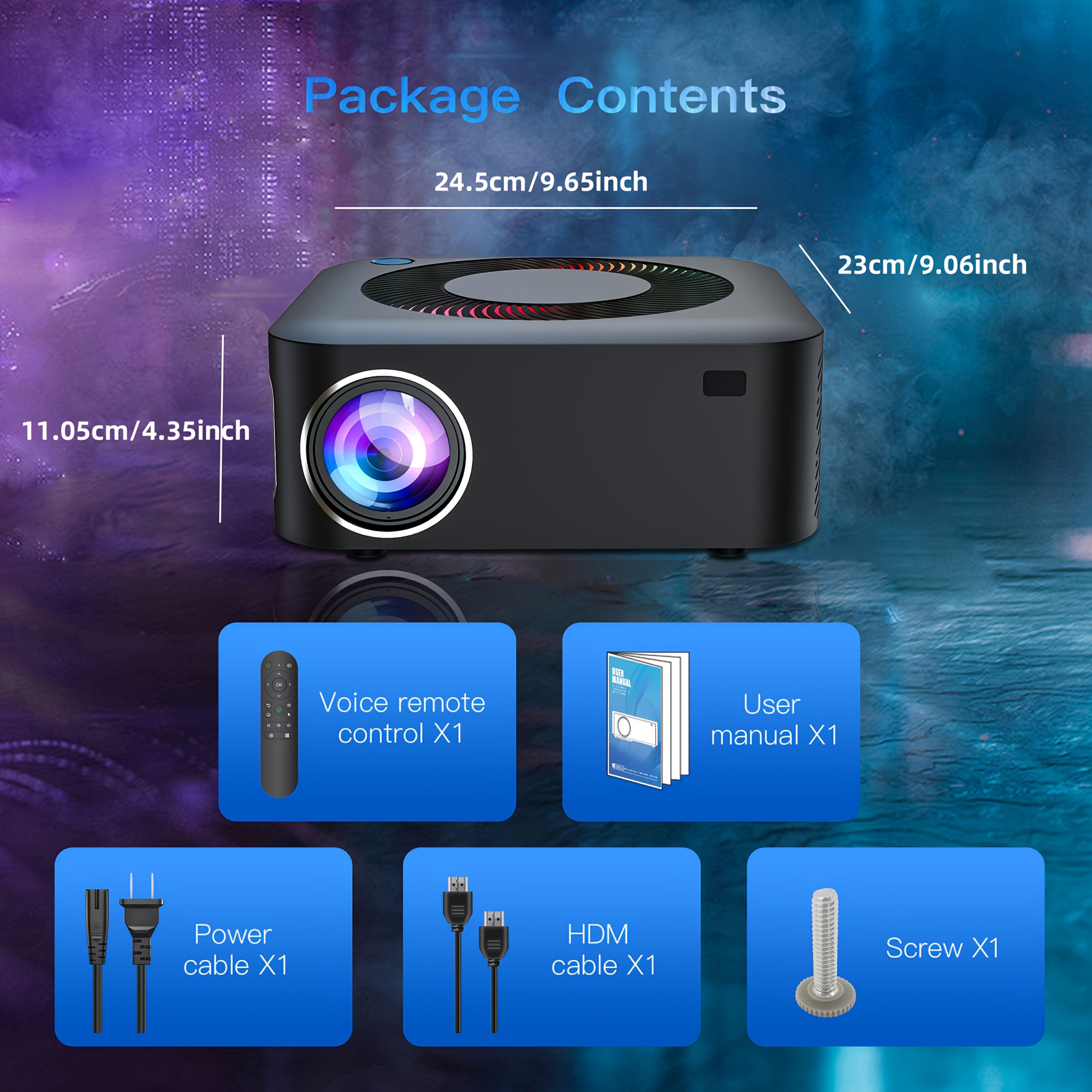 Proyector Android 1920x1080P Brillo 400ANS 1080P Cine en casa Enchufe UE