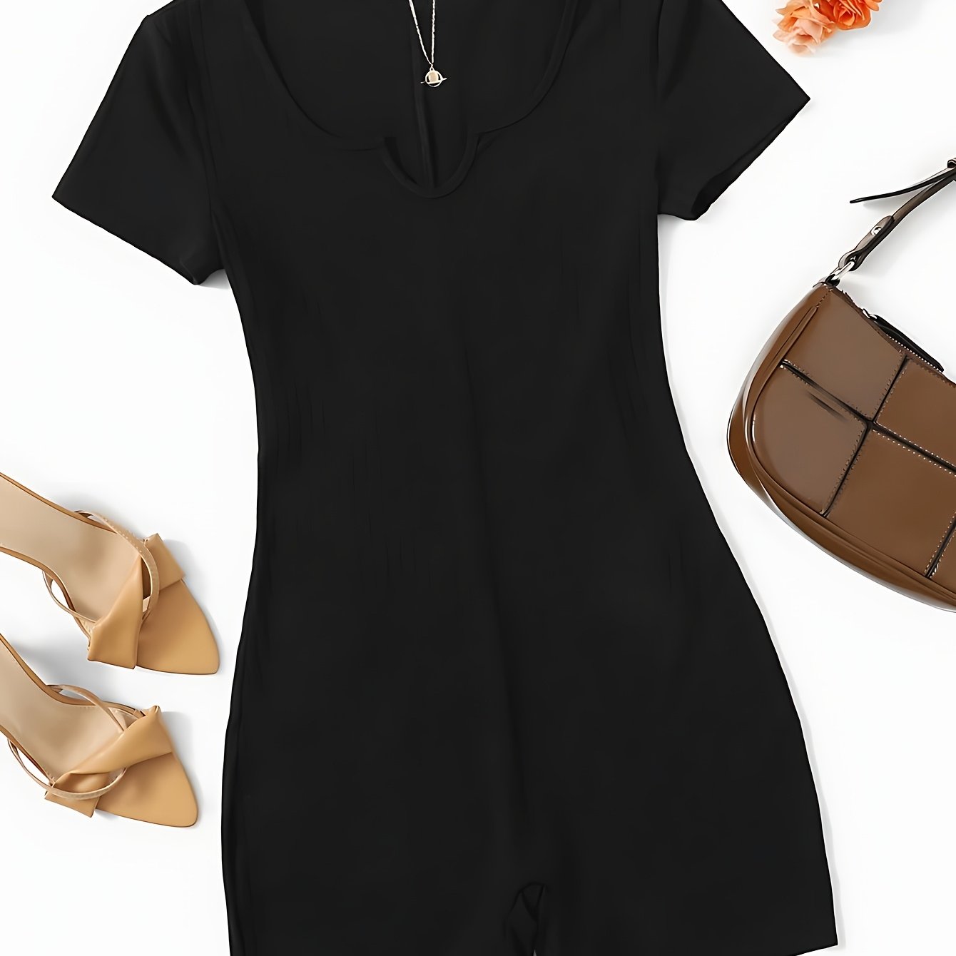 Plus Size ayollar uchun bir bo'yalgan, siqilgan bel yog'ali yoga romper shorti