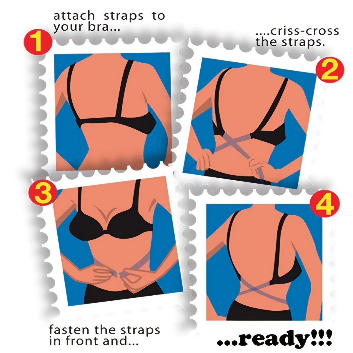 Backless Bra with Adjustable Invisible Shoulder Straps and Conversion Belt