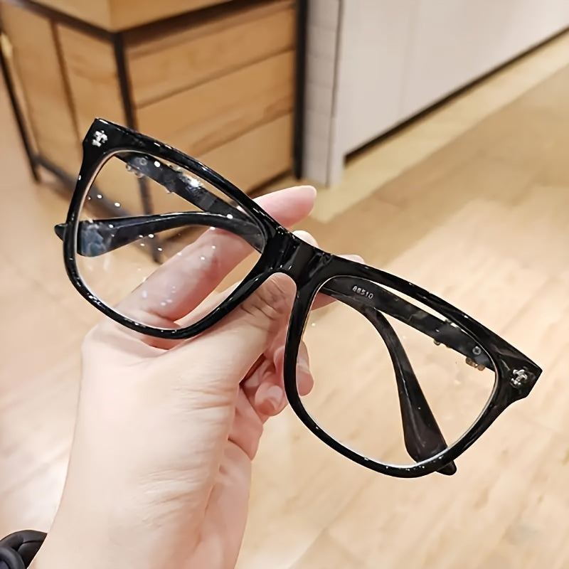 Women's Square Fashion Eyeglasses PC Frame Metal Full Rim Stylish Optical Glasses