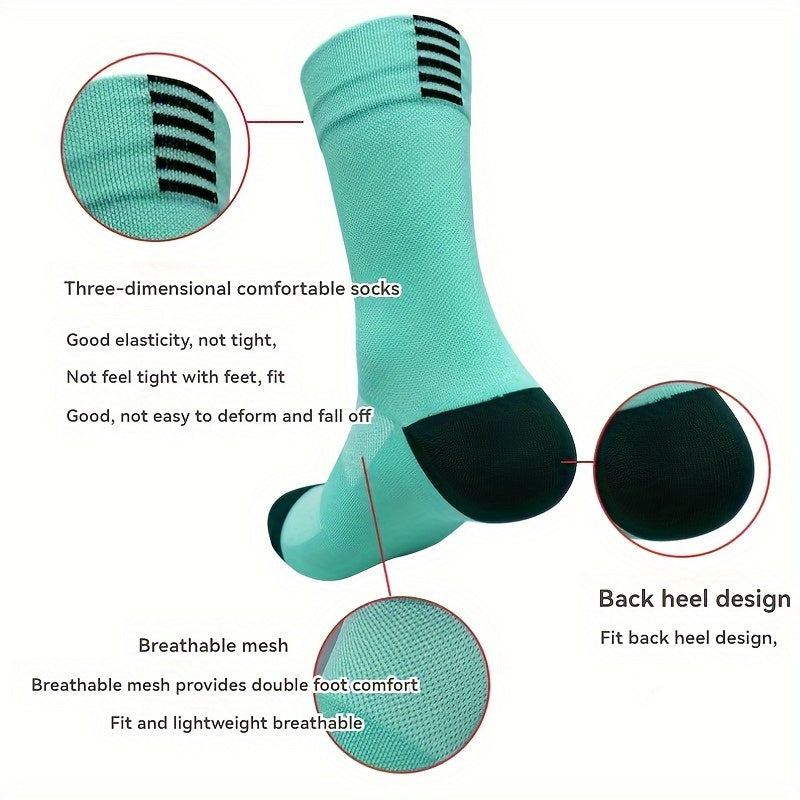 Unisex Cycling Compression Socks Breathable Elastic for Outdoor Sports Running 5 Pairs