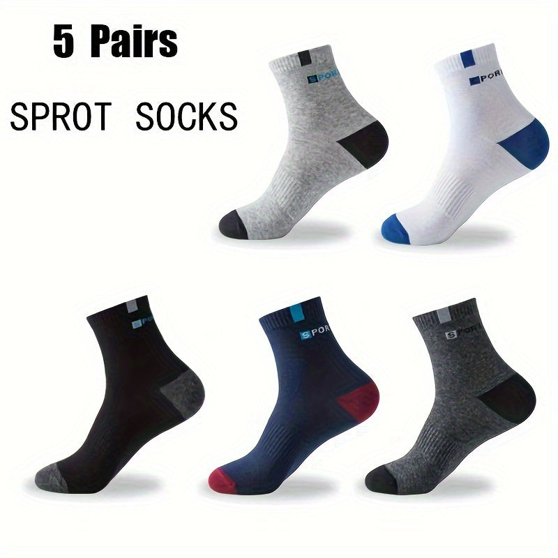 Men's Athletic Socks Moisture-Wicking Polyester Blend Breathable Sports Socks for Running and Outdoor Activities