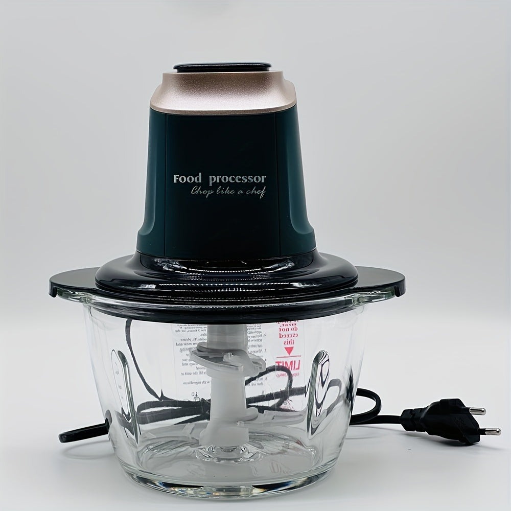 Electric Food Chopper and Processor 8-Cup 300W with 4 Blades 1.2L Glass Bowl