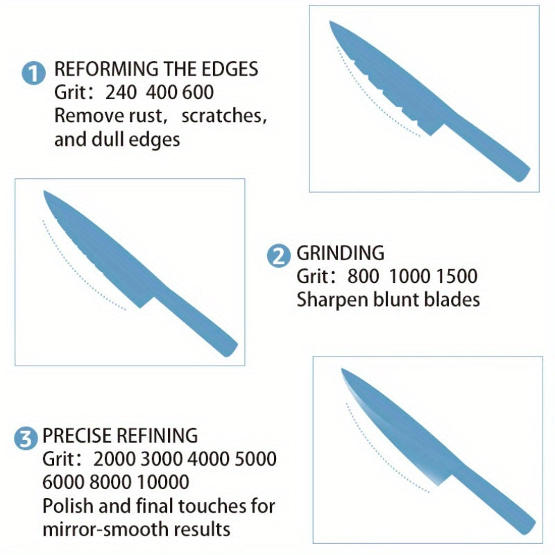 Professional pichoq silliqlash uchun to'plam, ho'l tosh va olmos tayoqchalari bilan