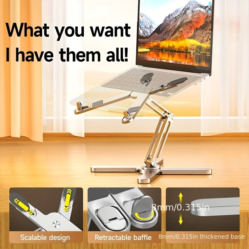 Aluminum Laptop Stand with 360° Rotation Foldable Heat Dissipation for Portable Use