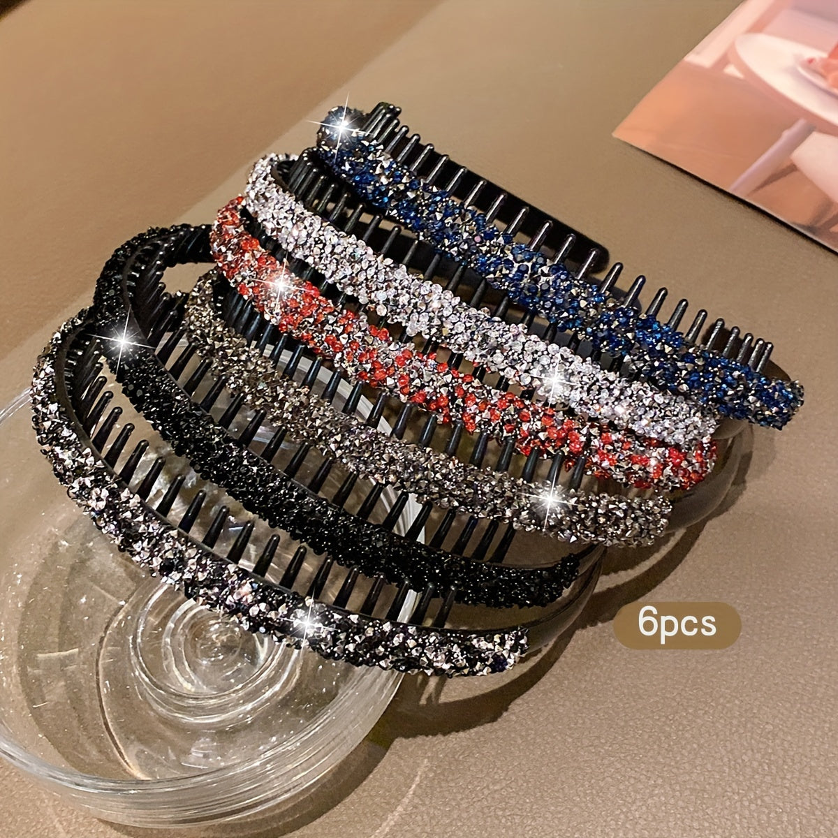 "O'smir qizlar" 6-taqsimlangan rangli rhinestone bosh bog'ichlari, tishli, sirg'alar, kundalik va tasodifiy kiyim uchun ideal, 15 yoshdan oshganlar uchun mos.