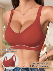 Women's Wireless Bra Full Coverage Polyamide Elastane Solid Color Knit Fabric Removable Pads