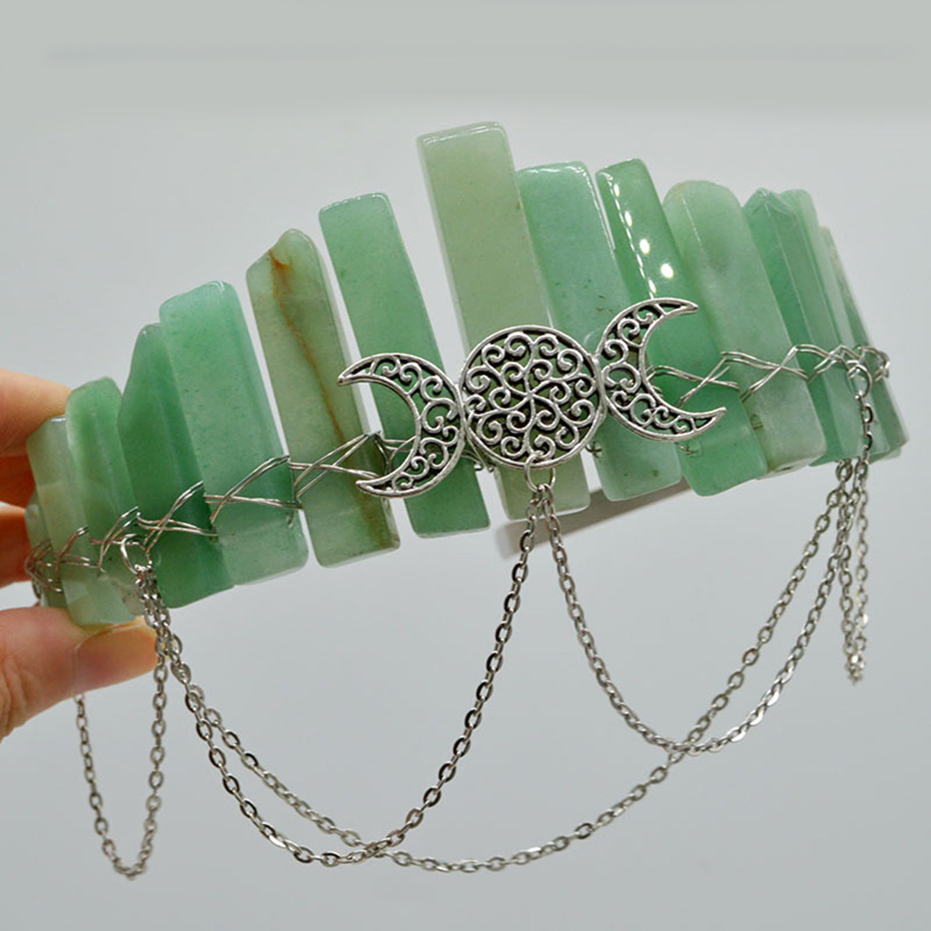 Crystal Quartz Crown Headband for Boho Weddings Festivals and Photoshoots