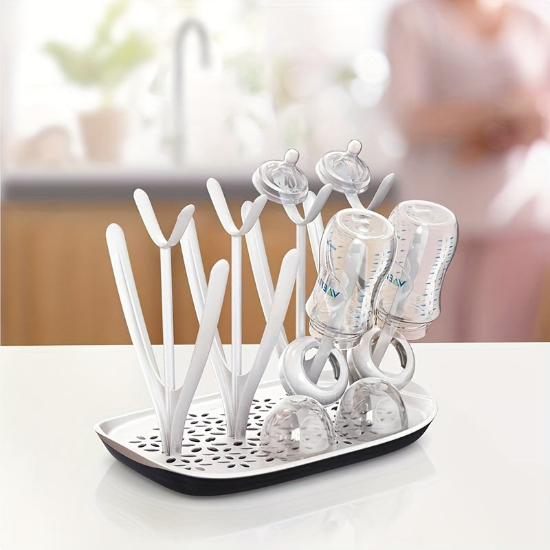 Compact Bottle Drying Rack for 8 Bottles with Removable Drip Tray and Dishwasher Safe