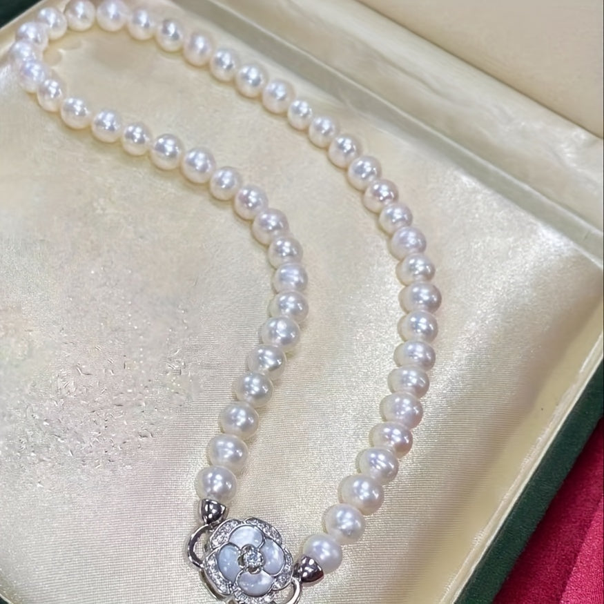 Zarif Shirin Su Pearl Marjon - 925 Sterling Kumushdan tayyorlangan, Partiyalar va Festival uchun ajoyib, Mukammal Sevgi Kuni sovg'asi