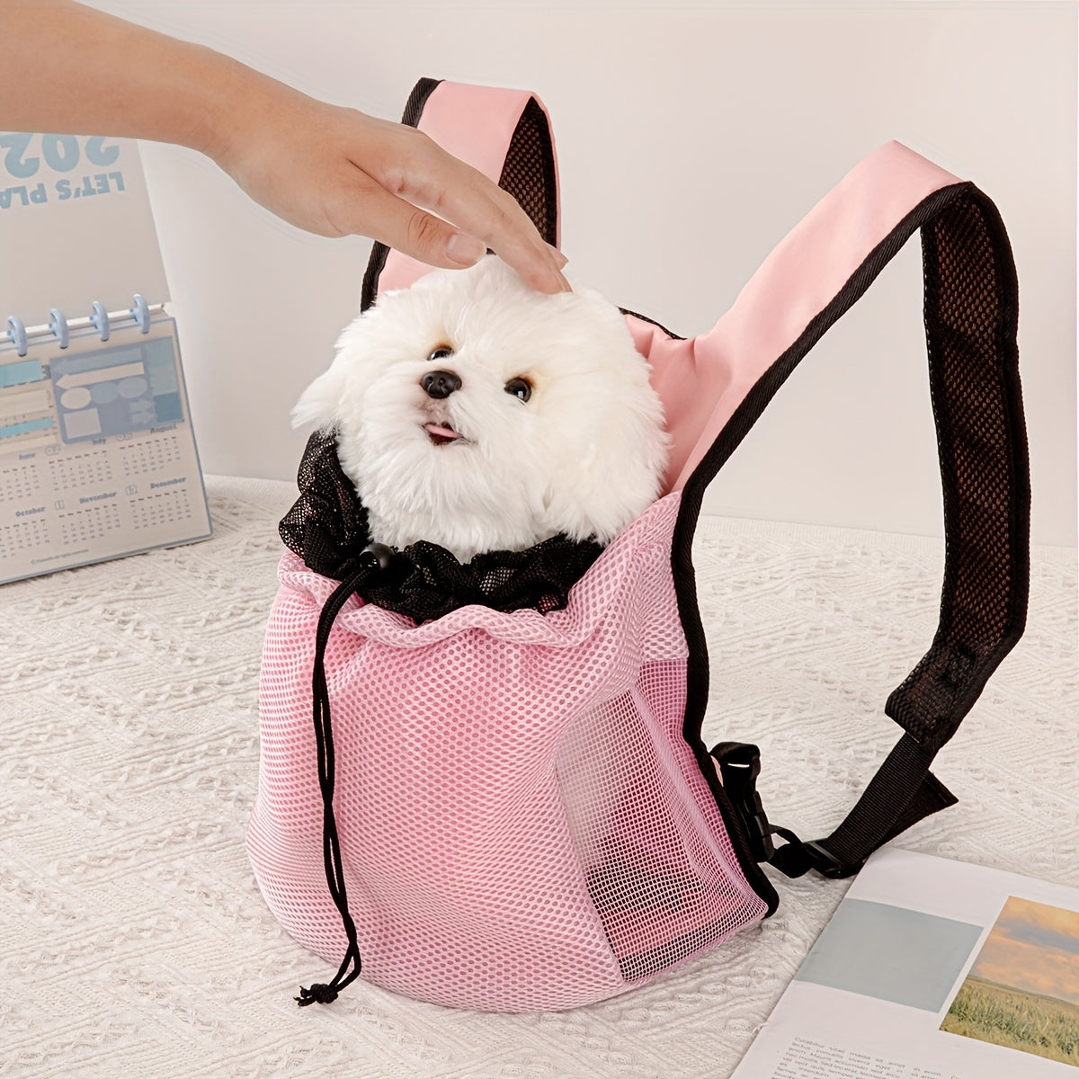 Small Dog and Cat Backpack Carrier Breathable Mesh Knit Fabric All-Season Travel