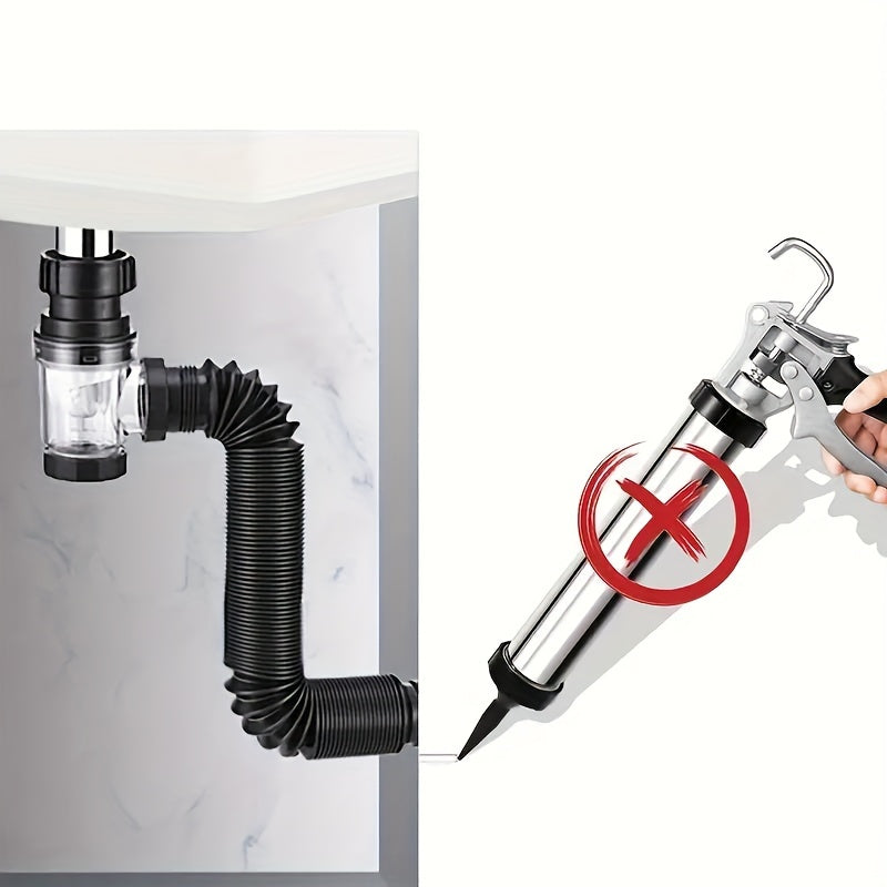 Flexible Sink Drain S-Trap Odor-Resistant Easy Install for 40-50mm Pipes