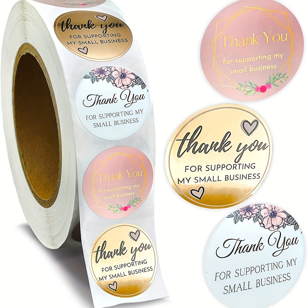 500 Pieces 25mm Thank You Adhesive Stickers for Envelopes and Packaging