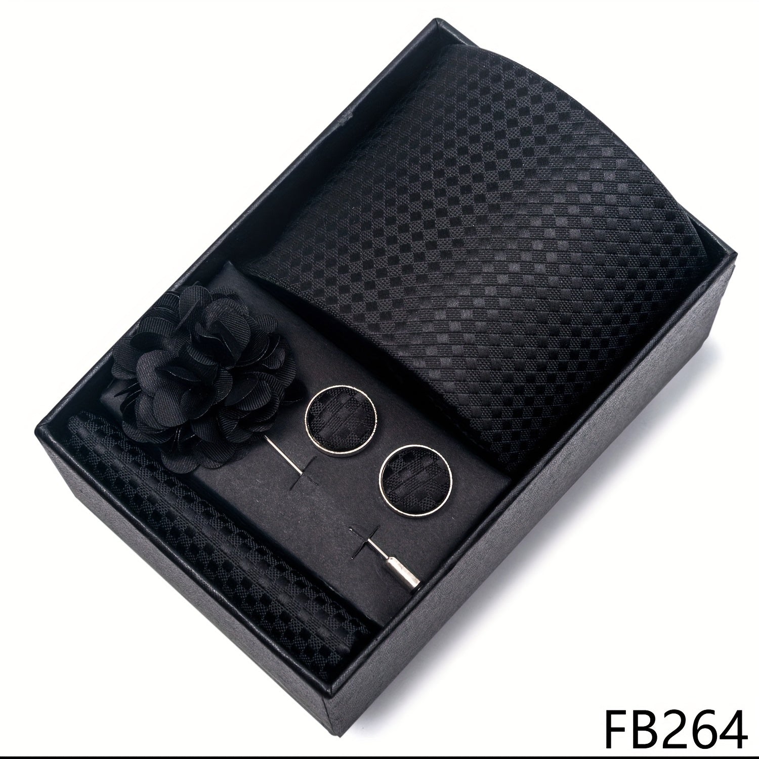 Men's Fashion Tie Set with Striped and Paisley Neckties, Pocket Square, Cufflinks, Lapel Pin in Gift Box for Business and Weddings