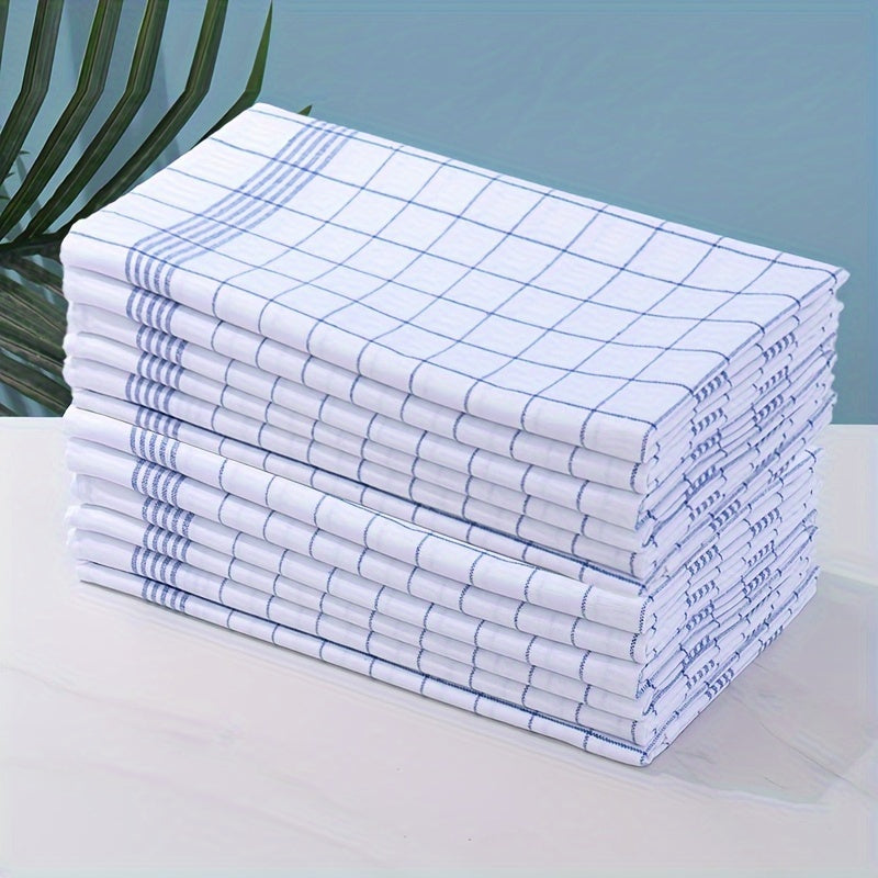 Paxta oshxona sochiqlari 3/6/12 dona, ko‘k, qizil, tekis va chiziqli, to‘g‘r shakldagi idish sochiqlari