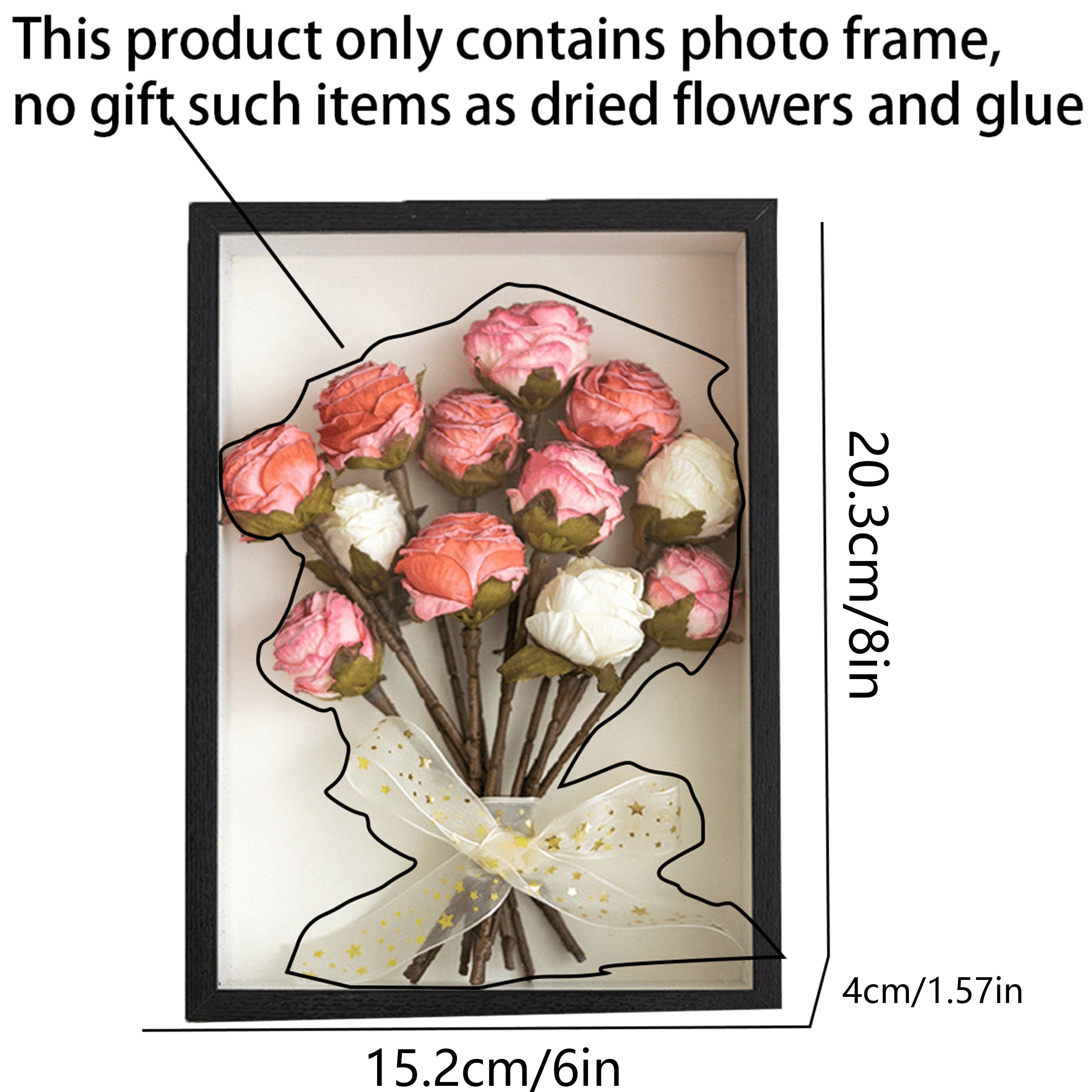 Wooden Display Frame for Dried Flowers and Keepsakes 3D Hollow Design