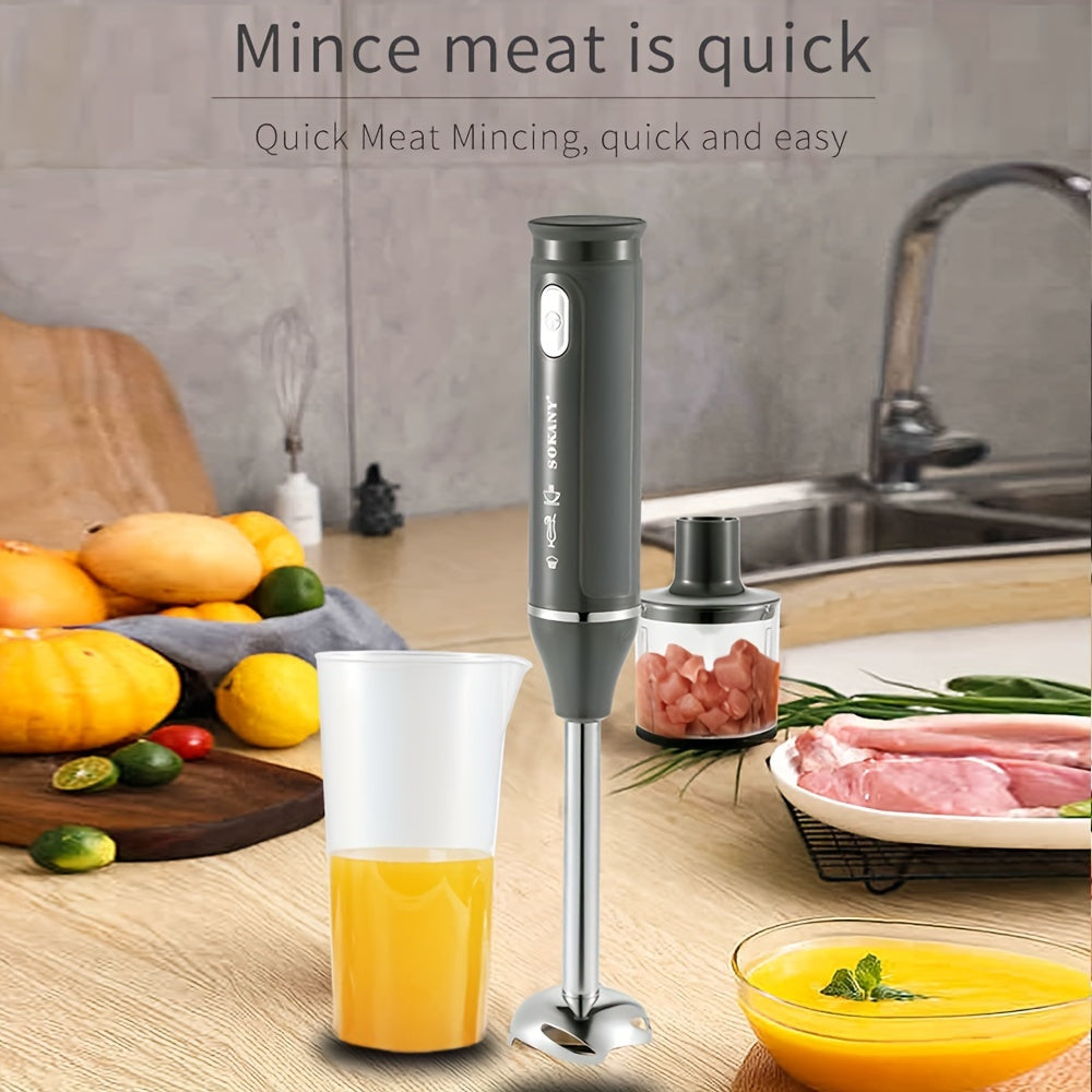 400W Food Processor with Detachable Blender Head, Splash-Proof, Easy One-Hand Operation