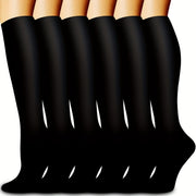 Unisex Compression Socks 6 Pairs Breathable Knit Sports Stockings for Running Cycling Basketball Football Hiking