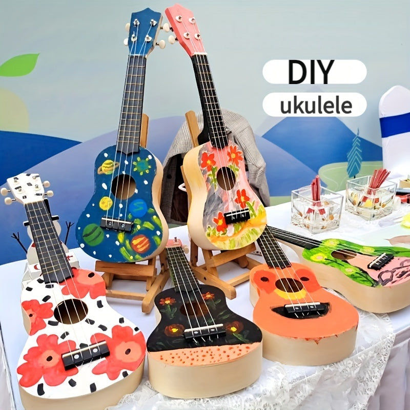 Kit de ukulele DIY con cuerpo de tilo, diapasón y panel para principiantes y entusiastas