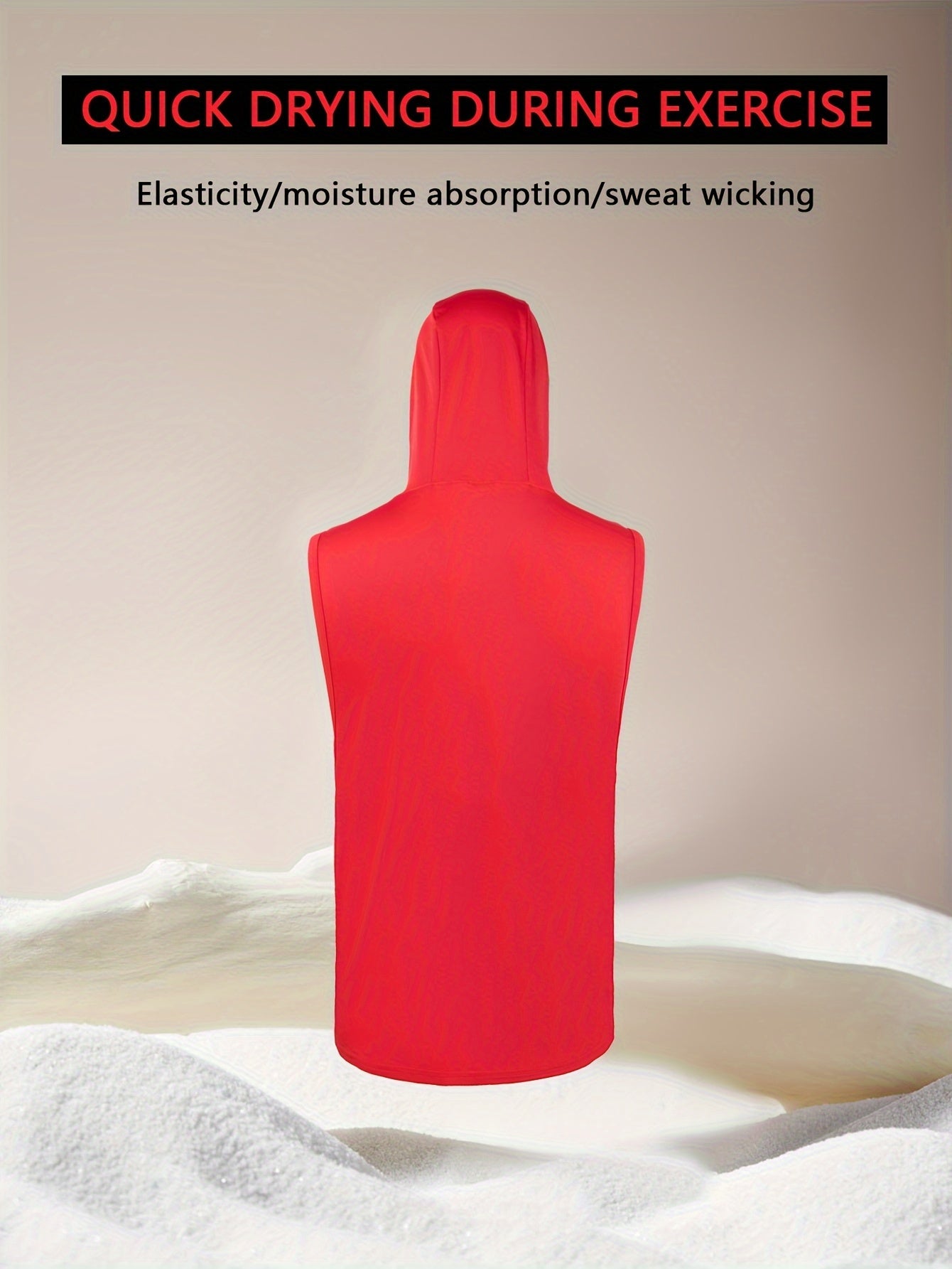 Men's Hooded Sports Tank Top for Basketball Running Breathable Quick-Dry Polyester