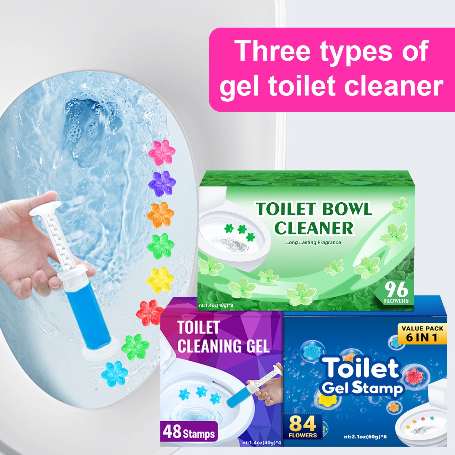 Toilet Bowl Cleaner Gel Stamps with Dispenser Limescale Stain Removal Air Freshener