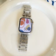 Acrylic Watch Strap for iWatch Men Women Transparent with Deployment Buckle Compatible with Series 3-9