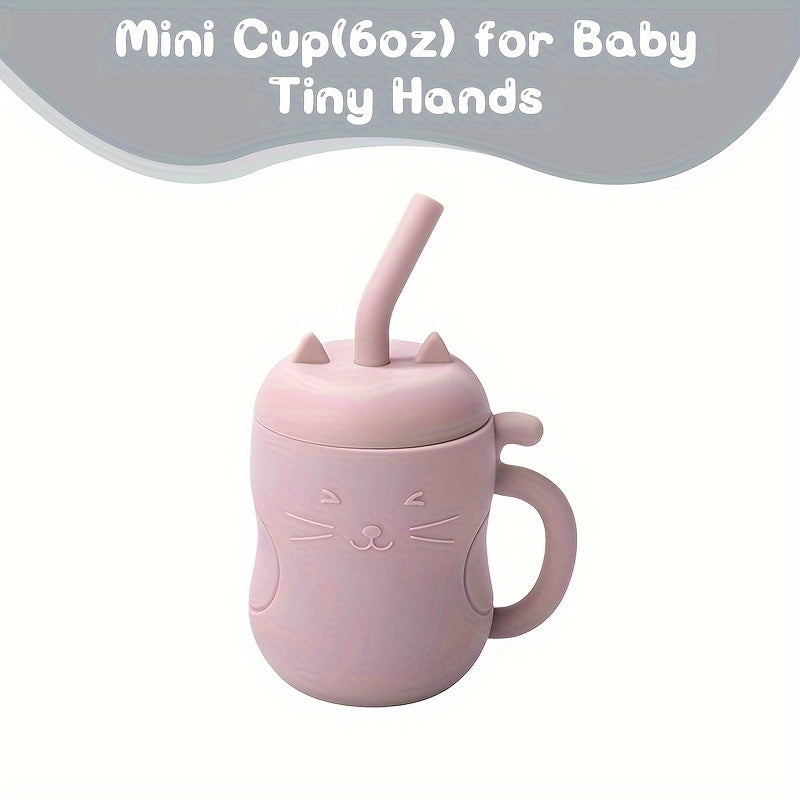 Kids Learning Cup 6oz Soft Rubber Training Cup with Lid Straw BPA Free