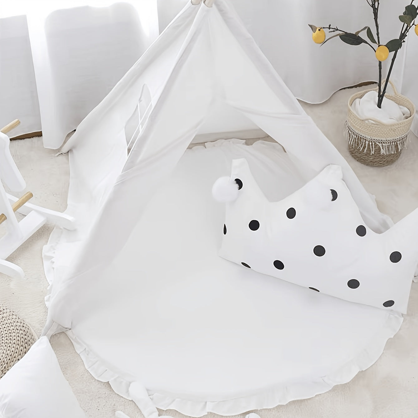 Kids Play Mat Lightweight Foldable Washable for Crawling and Playroom Decor in Gray White Pink