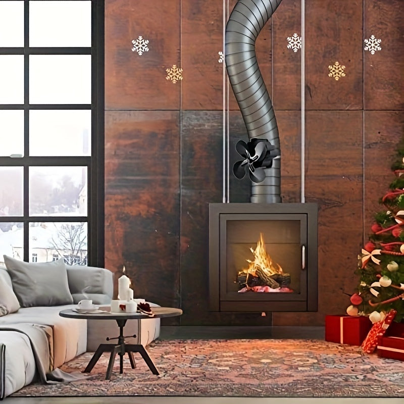 Heat Powered Wood Stove Fan 4 Blades Non-Electric Thermoelectric Fireplace Fan