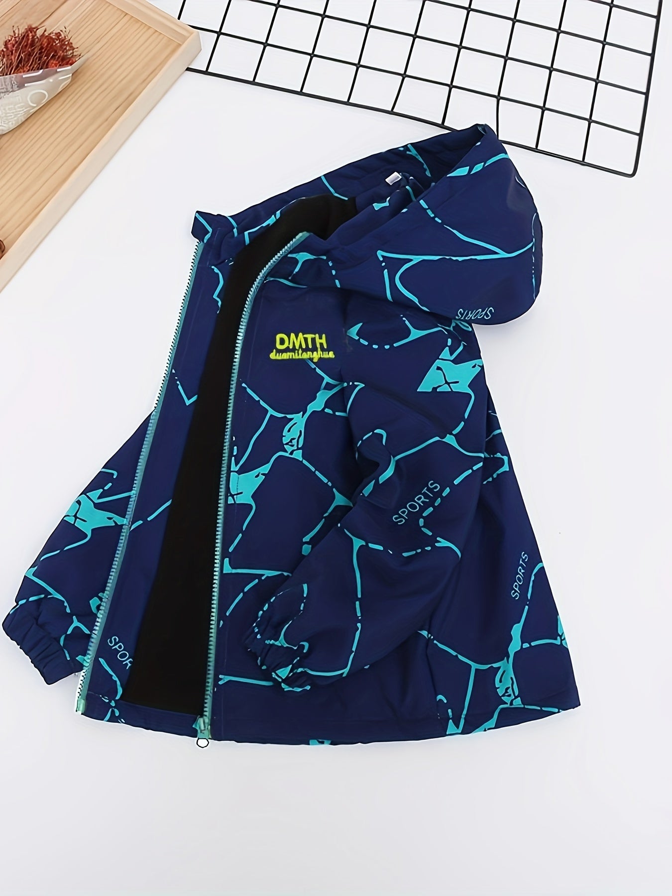 Boys Windproof Hooded Fleece Lined Jacket Water Resistant Outdoor Casual Parka