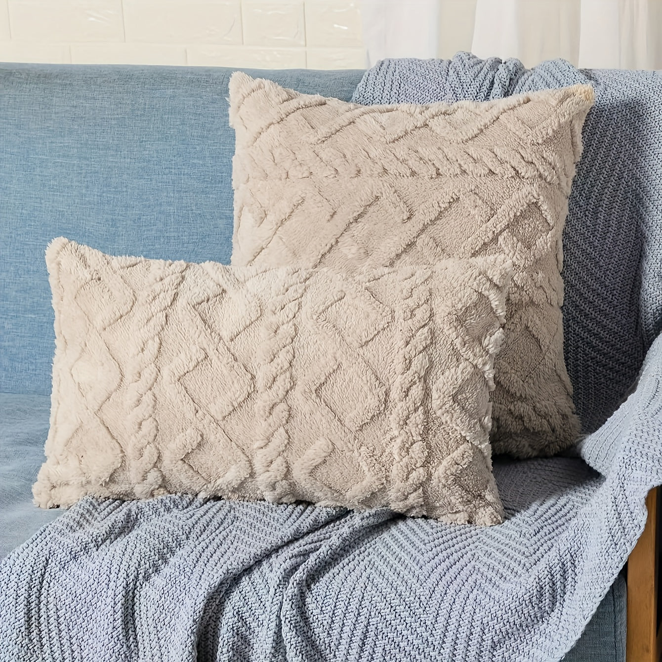 Velvet Diamond Grid Camel Pillowcase 1 Piece