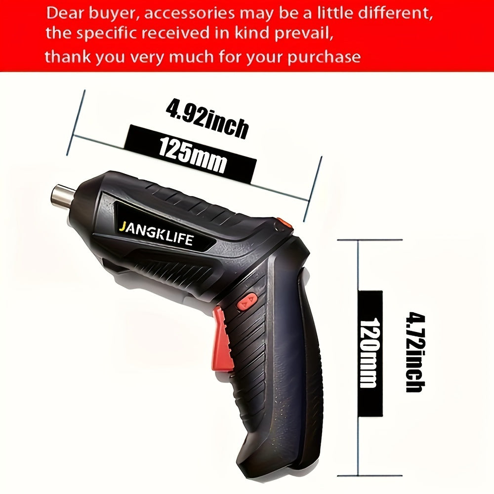 27-Piece Handheld Electric Screwdriver Set with Foldable Rotatable Hand Drill and Bits