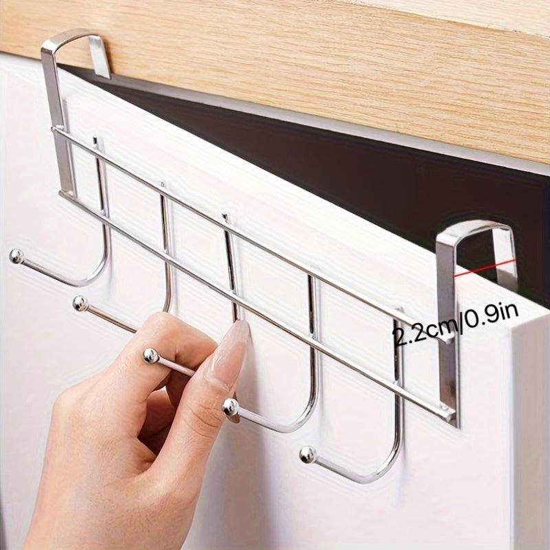 Contemporary Metal Over-the-Door Hanger with 5 Hooks for Coats Towels Rust-Resistant
